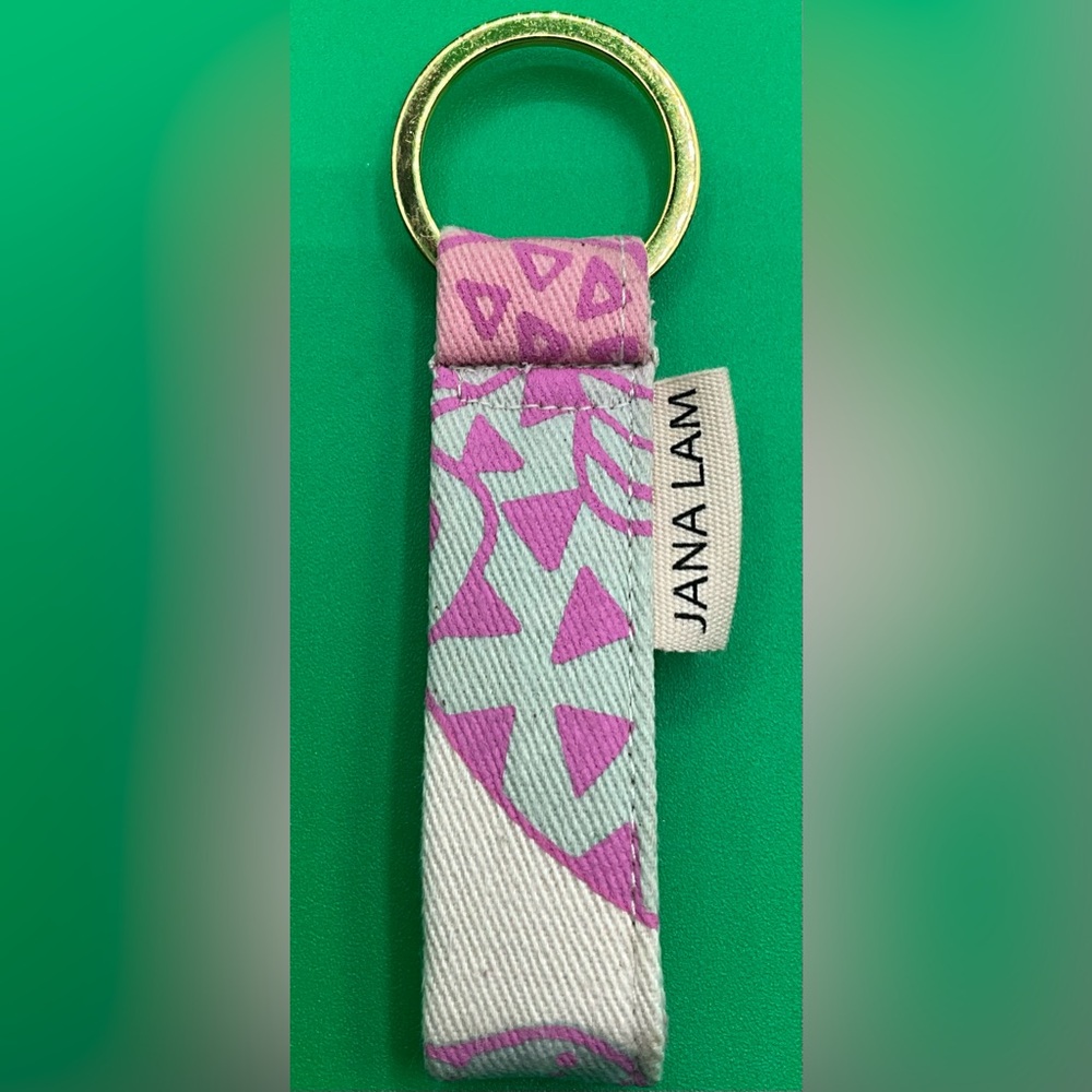 A Cool Rare Jana Lam Handmade Hawaii Aloha Print Keychain Keyring Key Fob